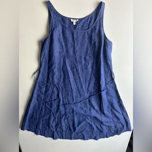 Eileen Fisher Linen Dress Sleeveless Chambray Blue Women's Medium M